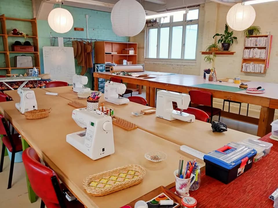 Sewing machines and tools in the Paetuia Studio workroom